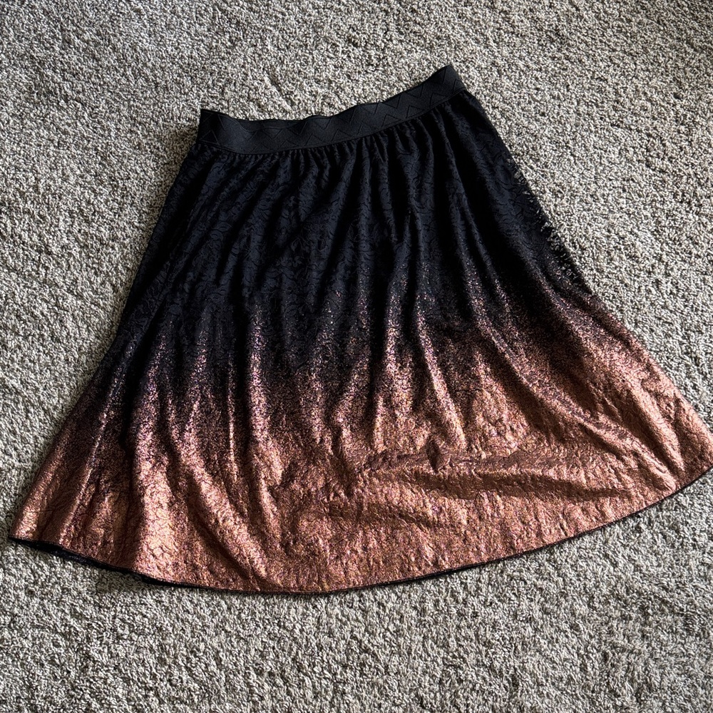 LuLaRoe | Madison Black and Bronze Midi Skirt